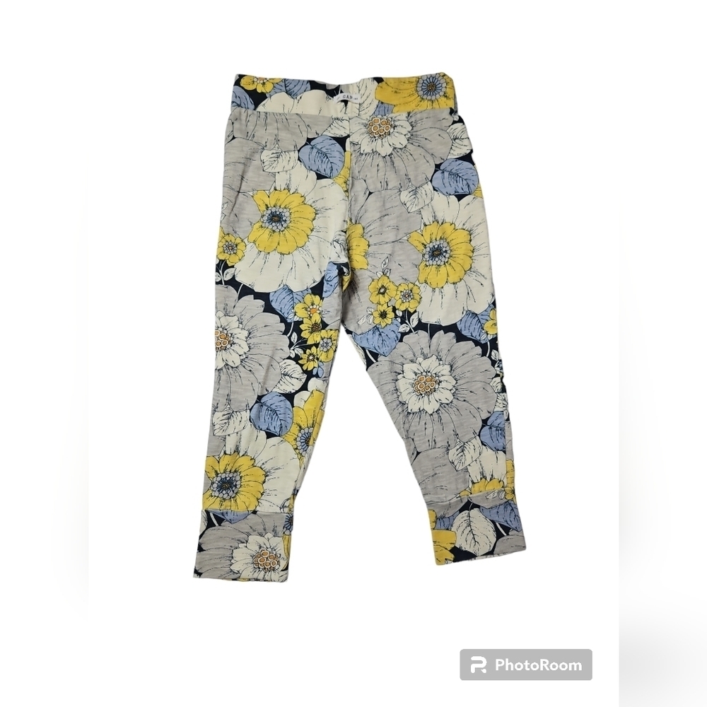 Gap Girls Yellow Floral Pleated Tapered Pants Size S (6-7)